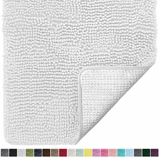Picture of Gorilla Grip Original Luxury Chenille Bathroom Rug Mat, 24x17, Extra Soft and Absorbent Shaggy Rugs, Machine Wash Dry, Perfect Plush Carpet Mats for Tub, Shower, and Bath Room, White