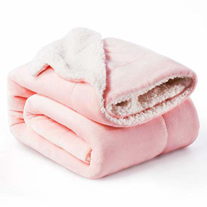 Picture of BEDSURE Sherpa Fleece Blanket Twin Size Pink Plush Blanket Fuzzy Soft Blanket Microfiber