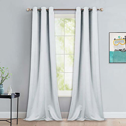 Picture of NICETOWN Room Darkening Long Curtain Set - Window Treatment Thermal Insulated Grommet Long Drapes for Living Room (2 Panels, 42 by 90, Greyish White)