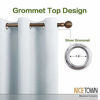 Picture of NICETOWN Room Darkening Long Curtain Set - Window Treatment Thermal Insulated Grommet Long Drapes for Living Room (2 Panels, 42 by 90, Greyish White)