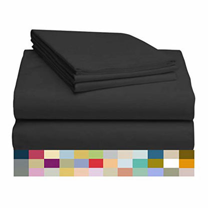 Picture of LuxClub 4 PC Sheet Set Bamboo Sheets Deep Pockets 18" Eco Friendly Wrinkle Free Sheets Hypoallergenic Anti-Bacteria Machine Washable Hotel Bedding Silky Soft - Black Twin