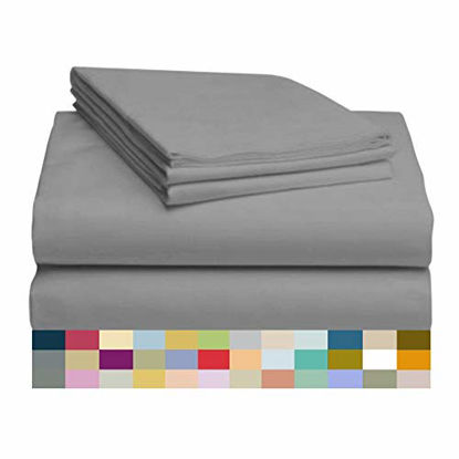Picture of LuxClub 4 PC Sheet Set Bamboo Sheets Deep Pockets 18" Eco Friendly Wrinkle Free Sheets Machine Washable Hotel Bedding Silky Soft - Light Grey Twin XL
