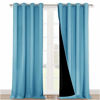 Picture of NICETOWN 100% Sun Blocking Curtains, Sound Proof Drapes with Black Backing, Full Light Blocking Panels for Patio Sliding Door (Teal Blue, 1 Pair, 52 inches x 108 inches)