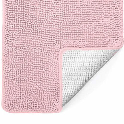 Picture of Gorilla Grip Original Luxury Chenille Bathroom Rug Mat, 36x24, Extra Soft and Absorbent Shaggy Rugs, Machine Wash and Dry, Perfect Plush Carpet Mats for Tub, Shower, and Bath Room, Light Pink