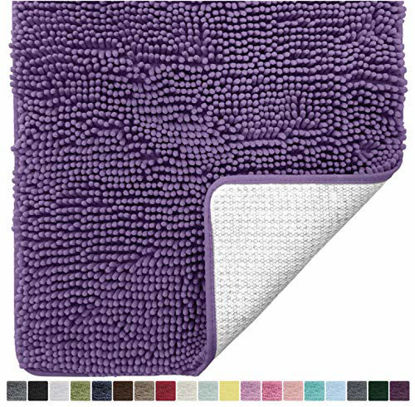 Picture of Gorilla Grip Original Luxury Chenille Bathroom Rug Mat, 60x24, Extra Soft and Absorbent Shaggy Rugs, Machine Wash Dry, Perfect Plush Carpet Mats for Tub, Shower, and Bath Room, Purple