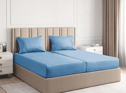 Picture of Split King Sheets for Adjustable Beds - Split King Adjustable Bed for Adjustable Mattress - Split King Sheet Sets for Adjustable Beds Deep Pocket - Deep Pocket Split King Sheets - Adjustable Sheets