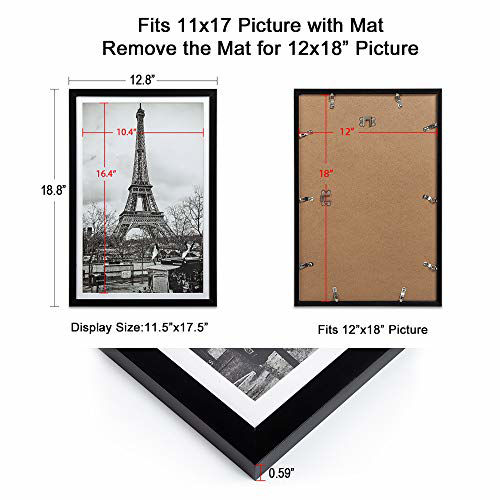 GetUSCart upsimples 12x18 Picture Frame Set of 5,Display Pictures 11x17 with Mat or 12x18
