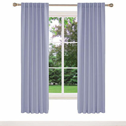 Picture of Deconovo Room Darkening Curtains Back Tab and Rod Pocket Curtains Thermal Insulated Blackout Curtains for Bedroom 52x72 Inch Light Purple Set of 2