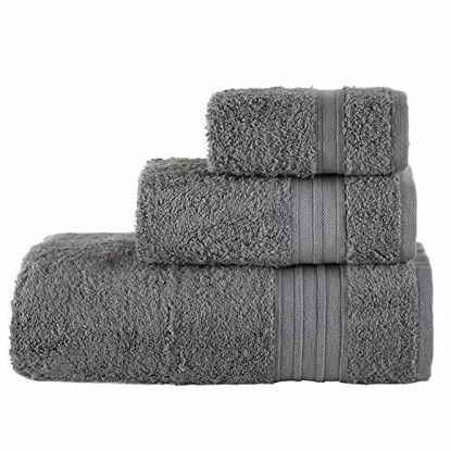 Picture of Hammam Linen 100% Cotton Towels Soft and Absorbent, Premium Quality 1 Bath Towel 1 Hand Towel 1 Washcloth (Cool Grey, Bath Towel Set 3 Pieces)
