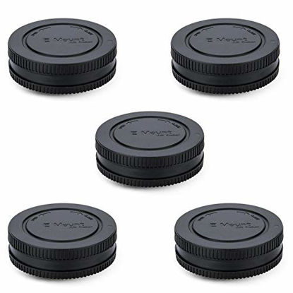 Picture of 5 Pack Body Cap and Rear Lens Cap Cover Kit for Sony Alpha and NEX Series E-Mount Camera & Lens for Sony A7 A7II A7III A7C A7S A7SII A7SIII A7R A7RII A7RIII A7RIV A6600 A6500 A6400 A6300 A6100 A6000