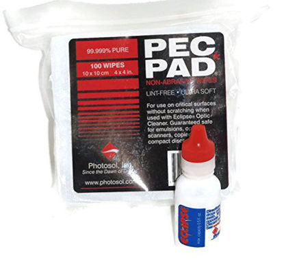 Picture of Eclipse 1/2 oz Optic Cleaning Fluid & 100 Pack of 4x4 INCH PEC Pads