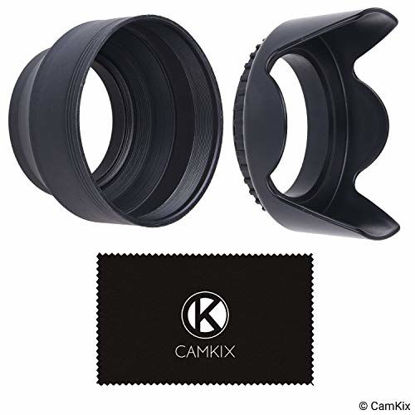 Picture of 55mm Set of 2 Camera Lens Hoods - Rubber (Collapsible) + Tulip Flower - Sun Shade/Shield - Reduces Lens Flare and Glare - Blocks Excess Sunlight for Enhanced Photography and Video