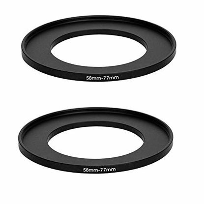 Picture of (2 Packs) 58-77MM Step-Up Ring Adapter, 58mm to 77mm Step Up Filter Ring, 58 mm Male 77 mm Female Stepping Up Ring for DSLR Camera Lens and ND UV CPL Infrared Filters