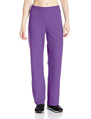 Picture of Hanes womens ComfortSoft EcoSmart Women's Petite Open Bottom Leg Sweatpants Violet Splendor Heather X-Large