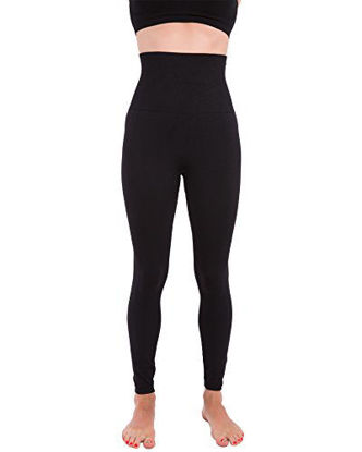 Picture of Homma Activewear Thick High Waist Tummy Compression Slimming Body Leggings Pant (Large, Black)