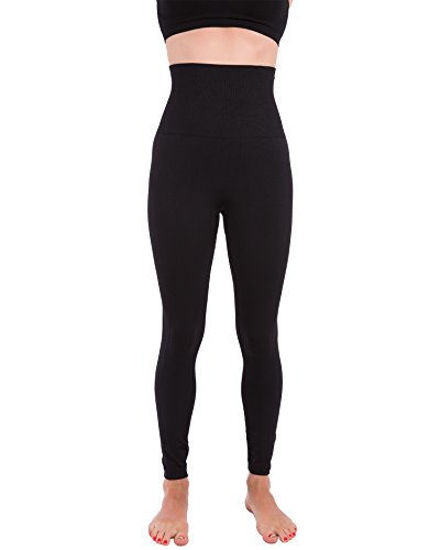 Picture of Homma Activewear Thick High Waist Tummy Compression Slimming Body Leggings Pant (Large, Black)