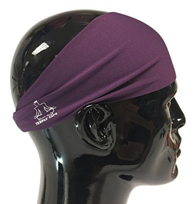 Picture of Temple Tape Four Inch Moisture Wicking Workout Sweatband; Absorbs & Evaporates Sweat 8X Faster - Deep Purple