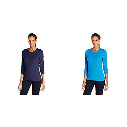 Picture of Hanes 2 Pack Long Sleeve Tee, Hanes Navy/Deep Dive, Large/Large