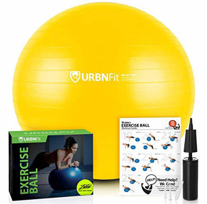 Picture of URBNFit Exercise Ball (Multiple Sizes) for Fitness, Stability, Balance & Yoga Ball - Workout Guide & Quick Pump Included - Anti Burst Professional Quality Design