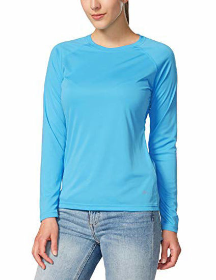 GetUSCart- BALEAF Women's UPF 50+ Sun Protection T-Shirt SPF Long/Short  Sleeve Dri Fit Lightweight Shirt Outdoor Hiking Sky-Blue Size XL