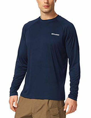 Picture of BALEAF Men's UPF 50+ Sun Protection Shirts Long Sleeve Dri Fit SPF T-Shirts Lightweight Fishing Hiking Running Dark Blue Size XXXL