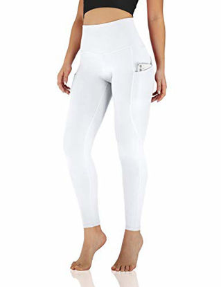 Picture of ODODOS Women's High Waisted Yoga Leggings with Pocket, Workout Sports Running Athletic Leggings with Pocket, Full-Length, White,X-Small