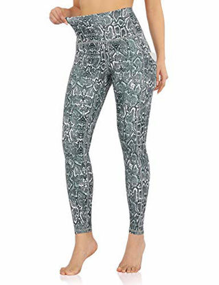 Picture of ODODOS Women's Out Pockets High Waisted Pattern Yoga Pants, Workout Sports Running Athletic Pattern Pants, Full-Length, Grey Snake, Large