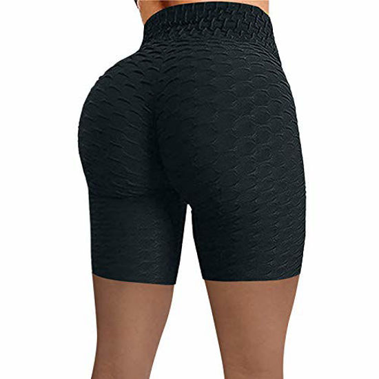 CFR Womens Elastic High Waisted Ruched Four-Way Stretchy Hot Pants Sports Shorts for Workout Gym Fitness Yoga Running 