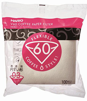 Picture of Hario V60 Paper Coffee Filters, Size 03, White, Untabbed