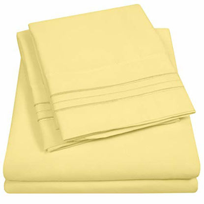 Picture of 1500 Supreme Collection Extra Soft King Sheet Set, Pale Yellow- Luxury Bed Sheet Set with Deep Pocket Wrinkle Free Hypoallergenic Bed Sheets, King Size, Pale Yellow