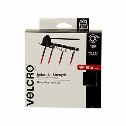 Picture of VELCRO Brand Industrial Strength Fasteners | Stick-On Adhesive | Professional Grade Heavy Duty Strength Holds up to 10 lbs on Smooth Surfaces | Indoor Outdoor Use | 10ft x 2in Tape, Black