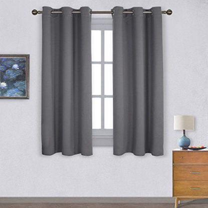 Picture of NICETOWN Thermal Insulated Grommet Blackout Curtains for Bedroom (2 Panels, W42 x L63 -Inch,Grey)