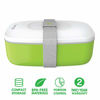 Picture of Bentgo Classic - All-in-One Stackable Bento Lunch Box Container - Sleek and Modern Bento-Style Design Includes 2 Stackable Containers, Built-in Plastic Utensil Set, and Nylon Sealing Strap (Green)