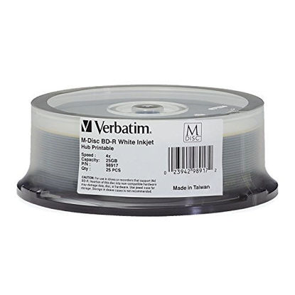 Picture of Verbatim M DISC BD-R 25GB 4X White Inkjet Hub Printable - 25pk Spindle