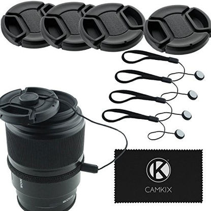 Picture of 67mm Lens Cap Bundle - 4 Snap-on Lens Caps for DSLR Cameras - 4 Lens Cap Keepers - Microfiber Cleaning Cloth Included - Compatible Nikon, Canon, Sony Cameras (67mm)