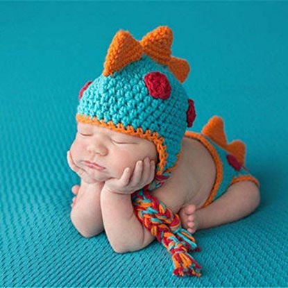 Picture of Crocheted Baby Boy Dinosaur Outfit Newborn Photography Props Handmade Knitted Photo Prop Infant Accessories (1-12 Months)