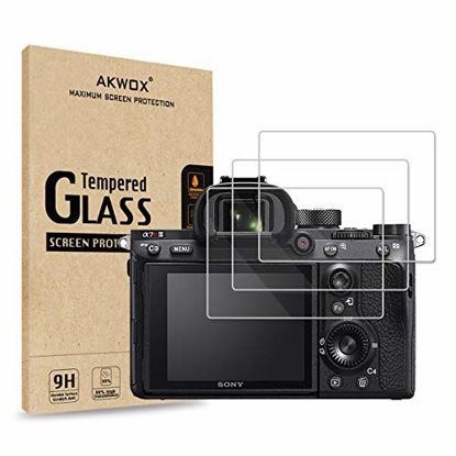 Picture of [3-Pack] Tempered Glass Screen Protector for Sony A9 A7II A7RII A7SII A77II A99II RX100 RX100V RX1 RX1R RX10 RX10II, AKWOX [0.3mm 2.5D 9H] screen protector for A7R3 A73 A72 A7R2 A7S2 A7R Mark 2