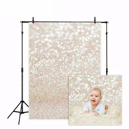 Picture of Funnytree 5X7ft Ivory Gold Bokeh Photography Backdrop Golden Spots Shinning Sparkle (Not Glitter) Sand Scale Halo Still Life Golden Background Newborn Baby Portrait Photo Studio Photobooth Props