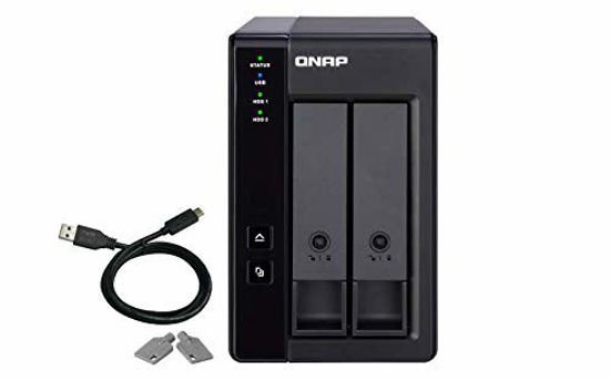 Picture of QNAP TR-002 2 Bay Hard Drive Enclosure Direct Attached Storage (DAS) with Hardware RAID USB 3.2 Gen 2 Type-C