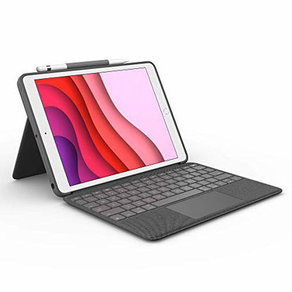 Picture of Logitech Combo Touch for iPad (7th and 8th Generation) Keyboard case with trackpad, Wireless Keyboard, and Smart Connector Technology - Graphite