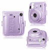 Picture of Fintie Protective Clear Case for Fujifilm Instax Mini 11 Instant Film Camera - Crystal Hard PVC Cover with Removable Rainbow Shoulder Strap, Glittering Purple
