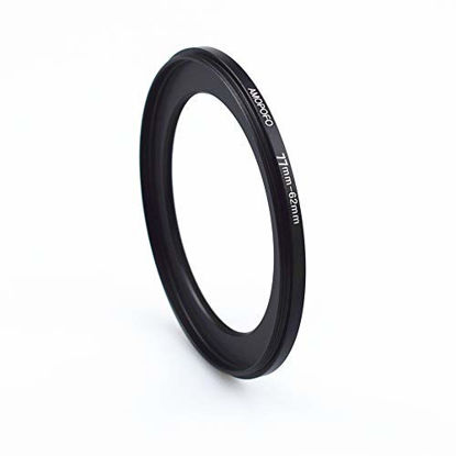 Picture of 77 to 62mm Metal Ring/77mm to 62mm Step Down Rings Filter Adapter for UV,ND,CPL,Metal Step Down Rings,Compatible with All 77mm Camera Lenses & 62mm Accessories