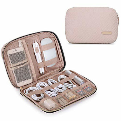 Picture of BAGSMART Electronic Organizer Small Travel Cable Organizer Bag for Hard Drives, Cables, Charger, Phone, USB, SD Card, Soft Pink