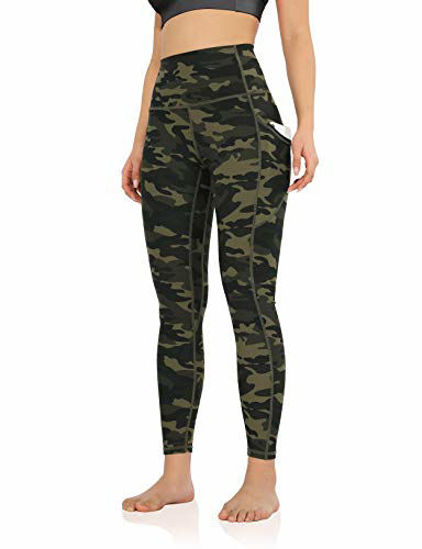 GetUSCart- ODODOS Women's Out Pockets High Waisted Pattern Yoga Pants,  Workout Sports Running Athletic Pattern Pants, Full-Length, Plus Size,  Green Camo, XXX-Large