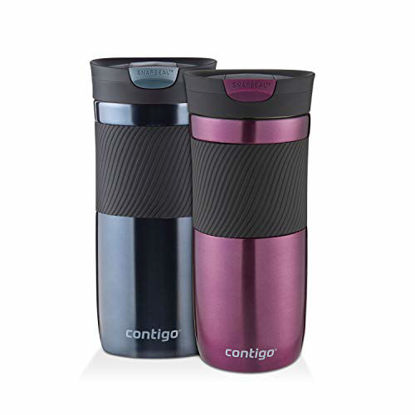 Picture of Contigo SnapSeal Byron Vacuum-Insulated Stainless Steel Travel Mug, 16 oz, Radiant Orchid and Stormy Weather