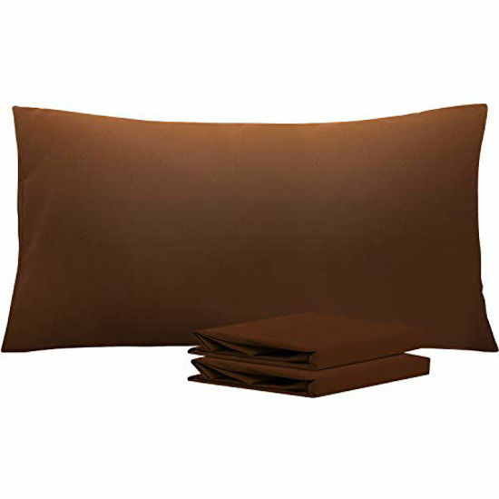 Picture of NTBAY King Pillowcases Set of 2, 100% Brushed Microfiber, Soft and Cozy, Wrinkle, Fade, Stain Resistant with Envelope Closure, 20"x 36", Brown