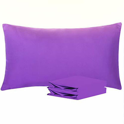 Picture of NTBAY King Pillowcases Set of 2, 100% Brushed Microfiber, Soft and Cozy, Wrinkle, Fade, Stain Resistant with Envelope Closure, 20"x 36", Purple