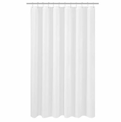 Picture of N&Y HOME Extra Long Shower Curtain Liner Fabric 72 x 80 inches, Hotel Quality, Washable, White Spa Bathroom Curtains with Grommets, 72x80