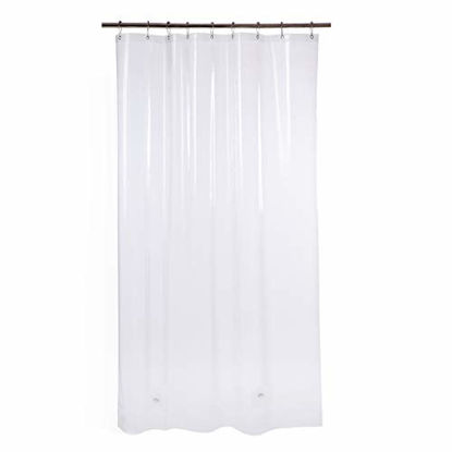 Picture of Plastic Shower Curtain, 54 x 72 Inches Clear EVA 8G Shower Curtain with Heavy Duty Clear Stones and Grommet Holes, Waterproof Thick Bathroom Plastic Shower Curtains