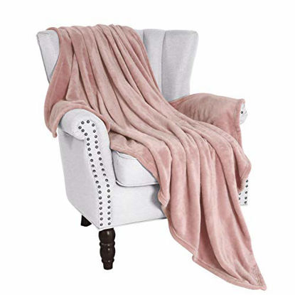 Picture of Exclusivo Mezcla Large Flannel Fleece Velvet Plush Large Throw Blanket - 50" x 70" (Pink)